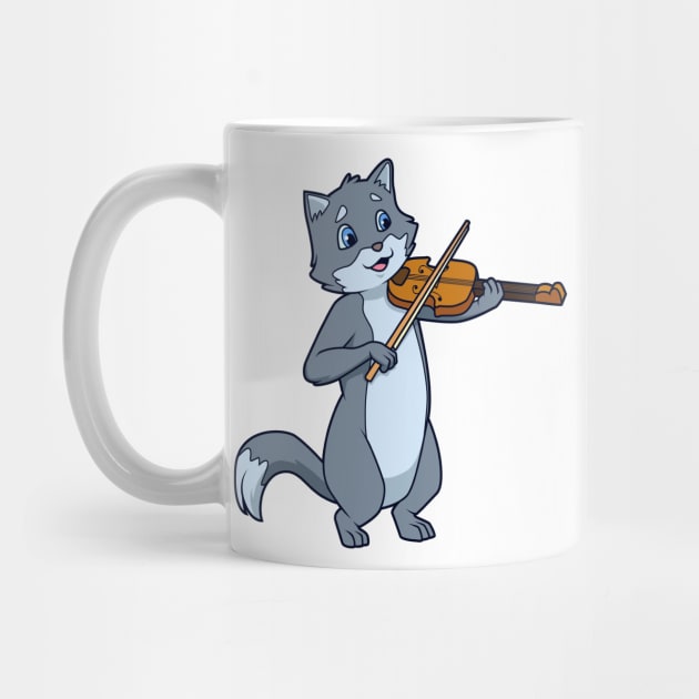 Comic cat playing violin by Modern Medieval Design